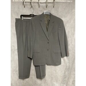 Brooks Brothers Suit Men 43L Gray Beige 2B Academia Career Wool 36X30 Pants Luxe